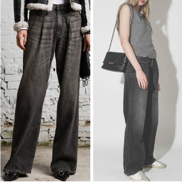 NWT R13 Damon Pleated Wide Leg Jeans Ellery Black Sz31 - Picture 1 of 6